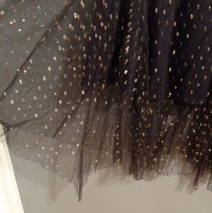 Eva Franco Sheer Black & Gold High-Waisted Skirt